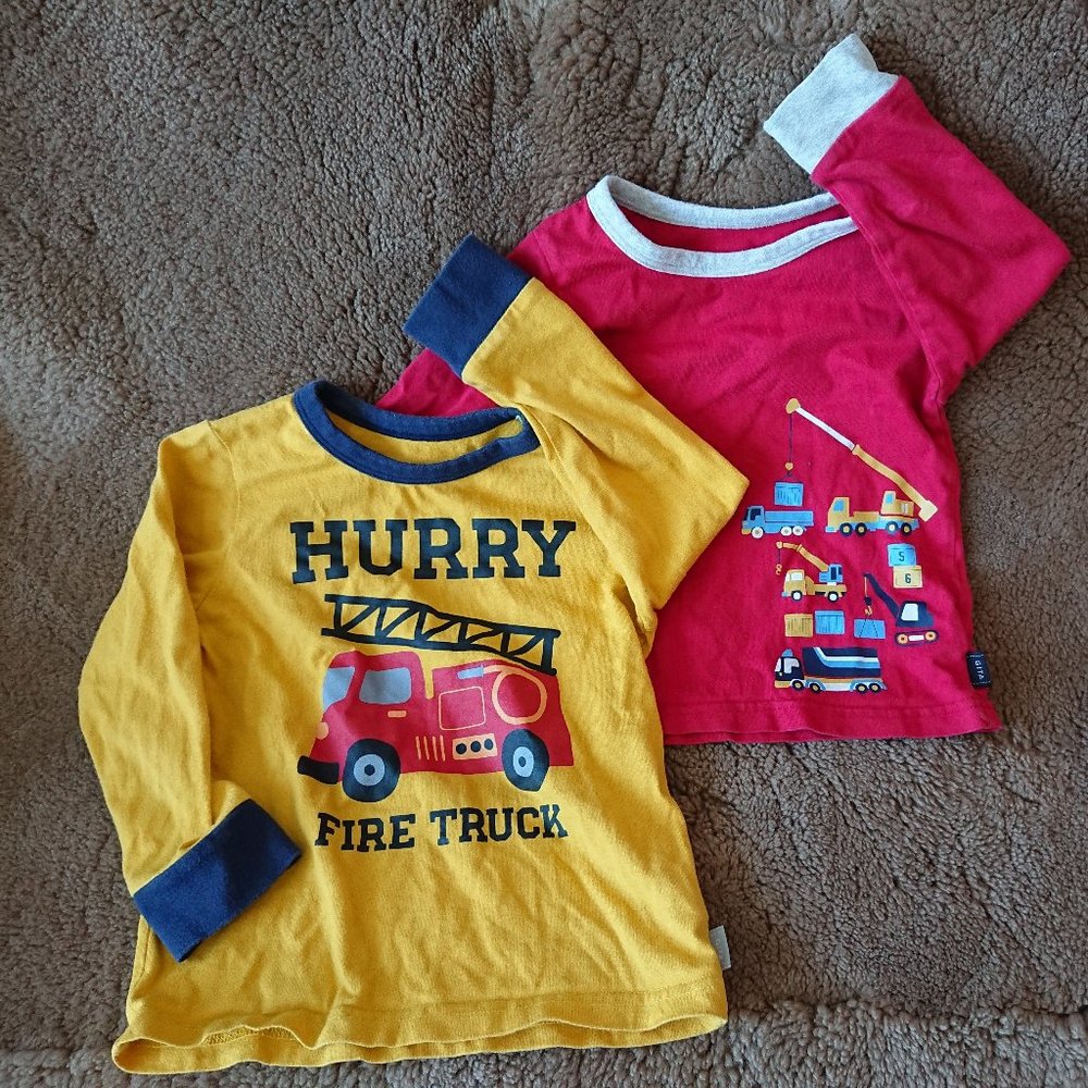Kids Fire Truck and Construction Vehicles T-Shirt
